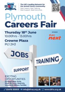 information poster advertising the Plymouth Careers fair for the British Forces Resettlement Service.